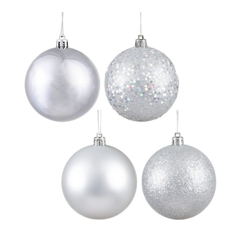 4.75" Silver Ball Assortment Pack of 4