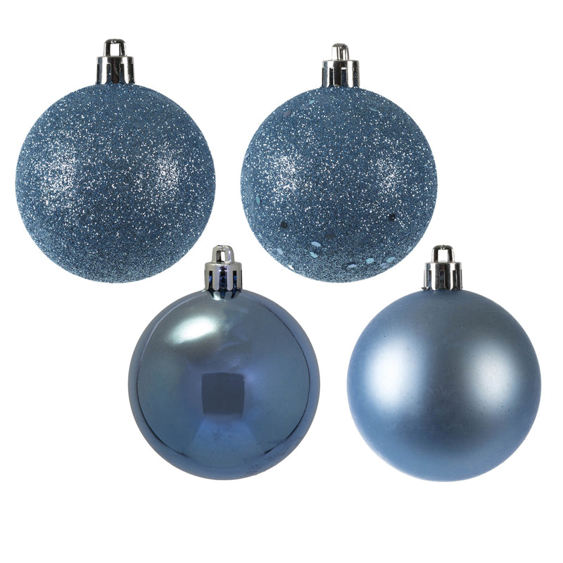 3" Periwinkle 4-Finish Ornaments. Assorted Pack of 16