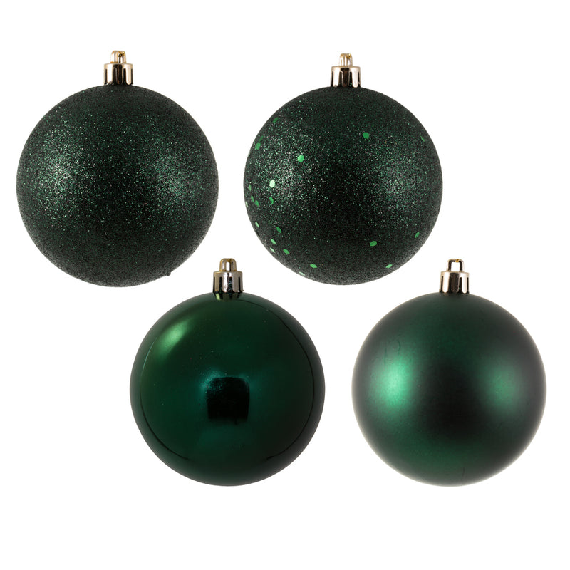 3" 4-Finish Midnight Green Ball Ornament. Pack of 16