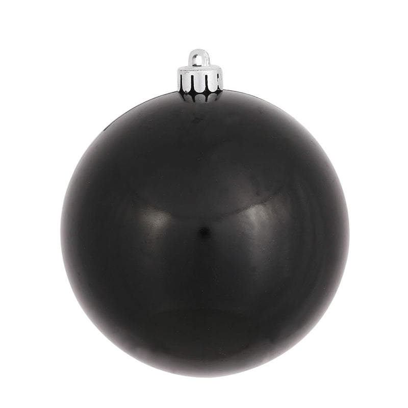 4" Black Ball Ornament. Pack of 6