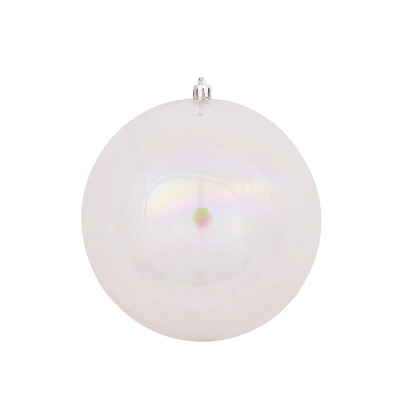 4" Clear Iridescent Ball Ornament. Pack of 6