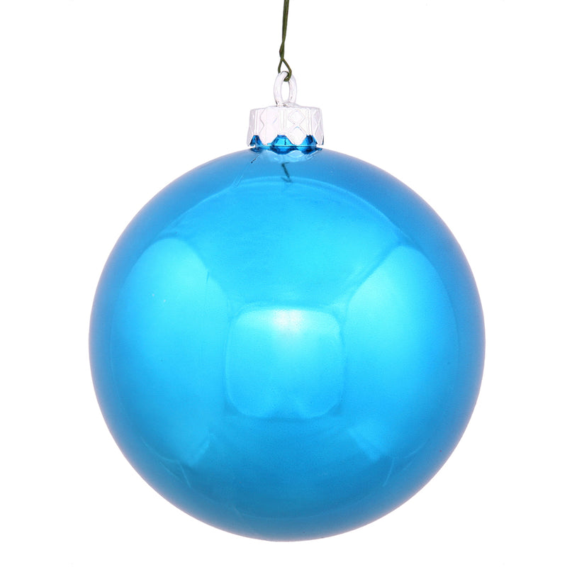 4" Turquoise Ball Ornament. Pack of 6