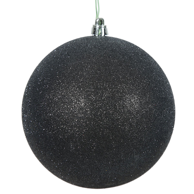 4" Black Ball Ornament. Pack of 6