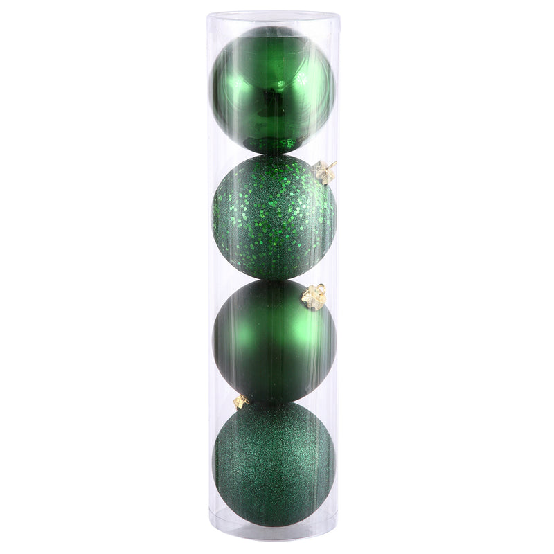 8" Emerald 4-Finish Ball Assortment Drilled Pack of 4