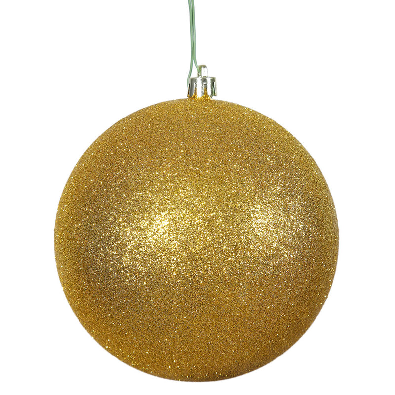 4" Antique Gold Ball Ornament. Pack of 6