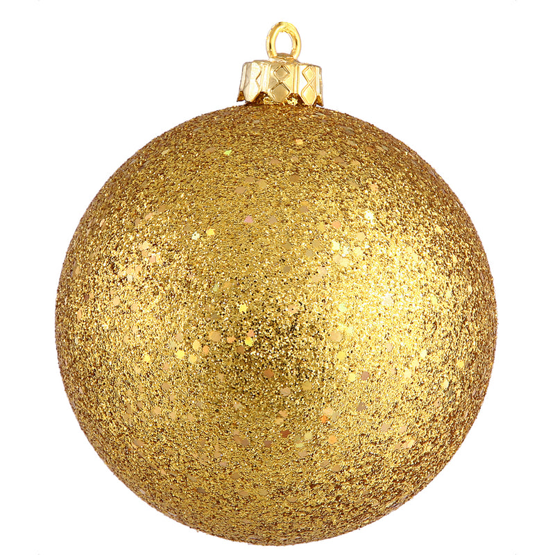 4" Antique Gold Ball Ornament. Pack of 6