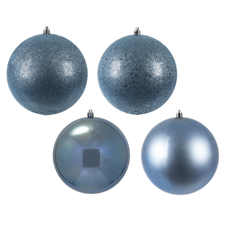 6" Periwinkle 4 Finish Ball Orn Pack of 4