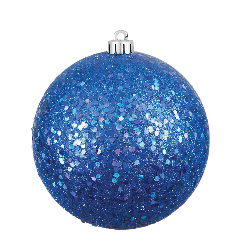 4" Blue Ball Ornament. Pack of 6