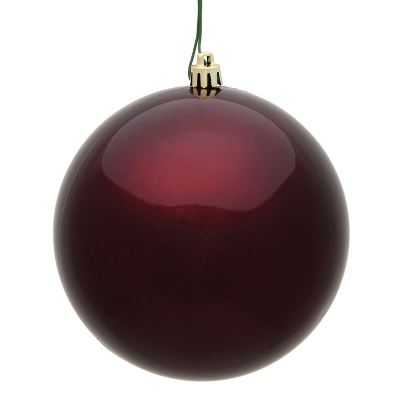 4" Burgundy Ball Ornament. Pack of 6