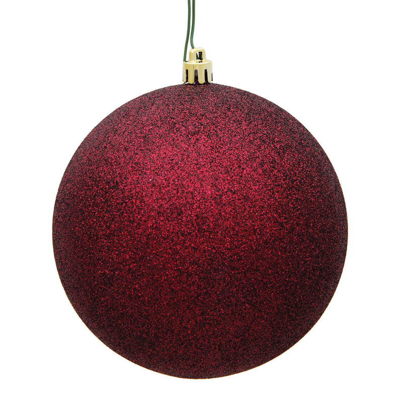 3" Burgundy Glitter Ball Ornament. Pack of 12