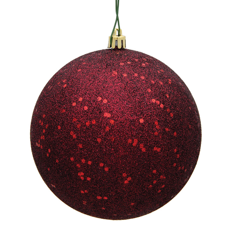 4" Burgundy Ball Ornament. Pack of 6