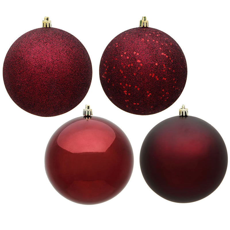 10" Burgundy Ball 4-Finish Assortment Pack of 4