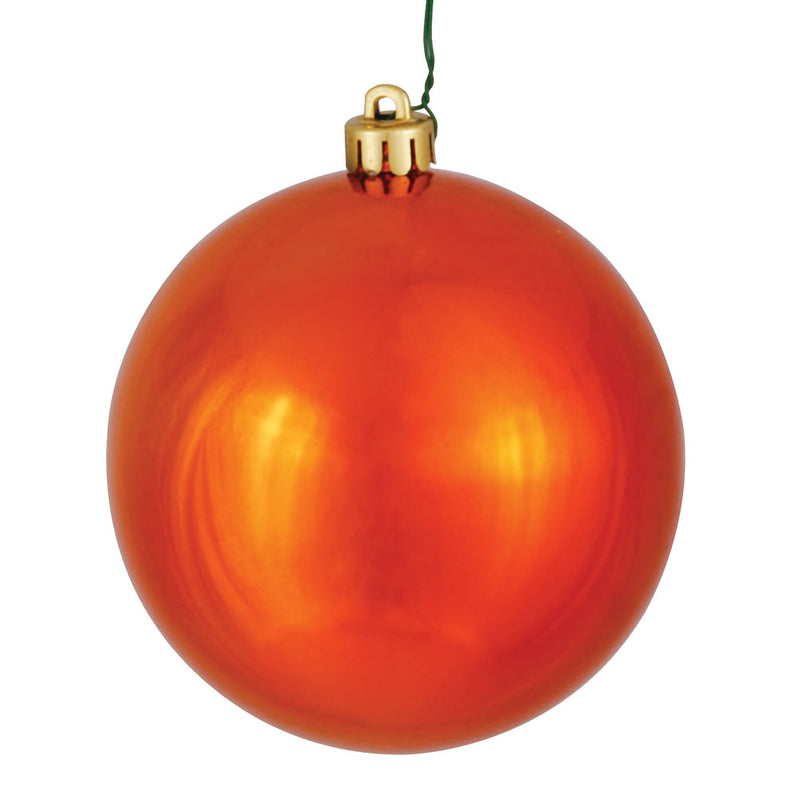 3" Burnish Orange Shiny Ball Ornament. Pack of 12