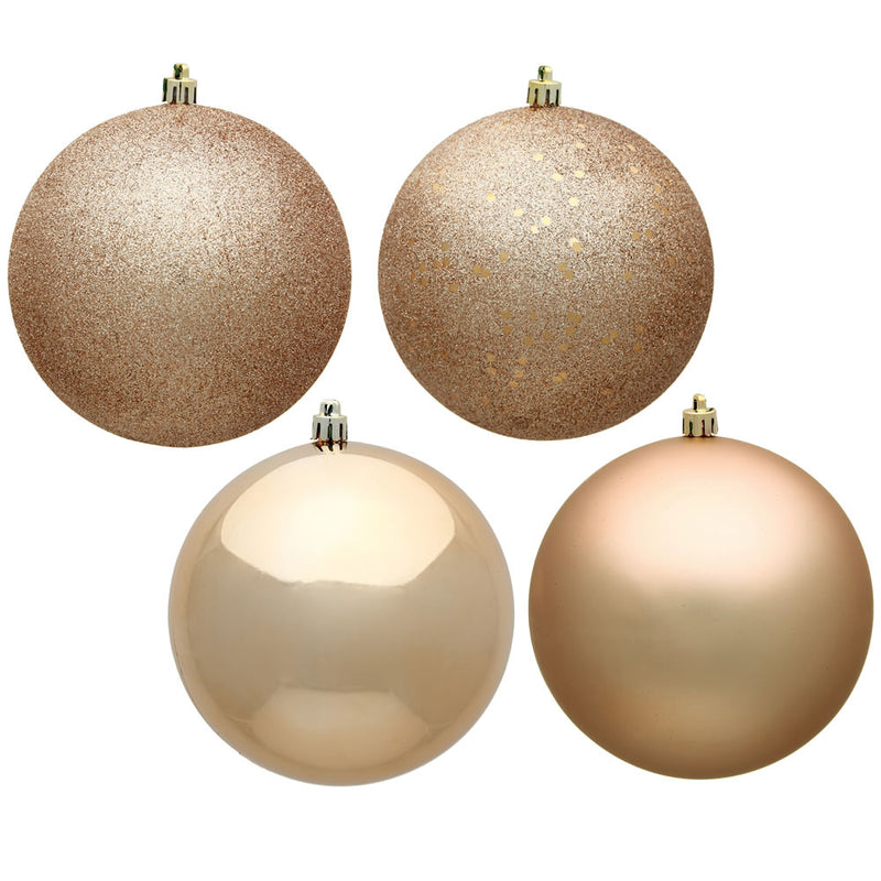 4" Cafe Latte Ball Ornament. 4-Finish Assorted Pack of 12