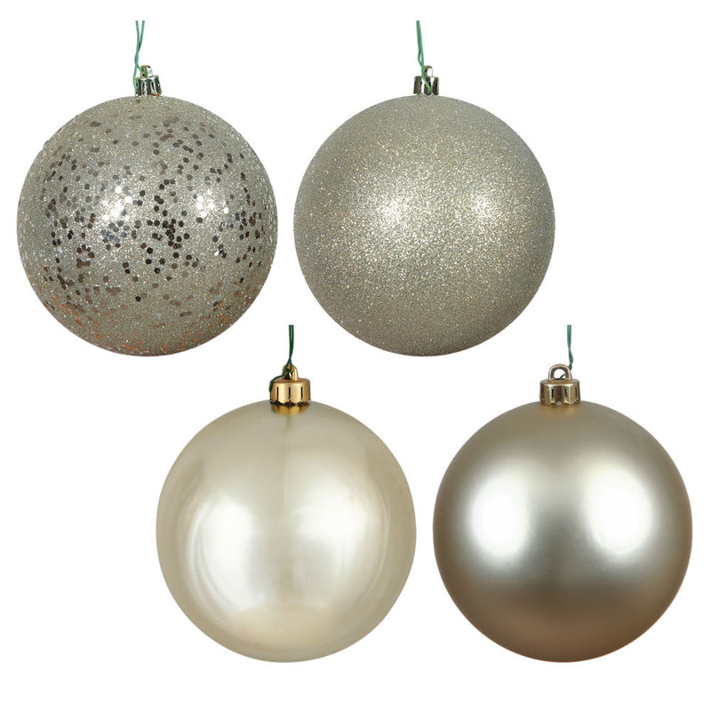 3" Champagne 4-Finish Ornaments. Assorted Pack of 16