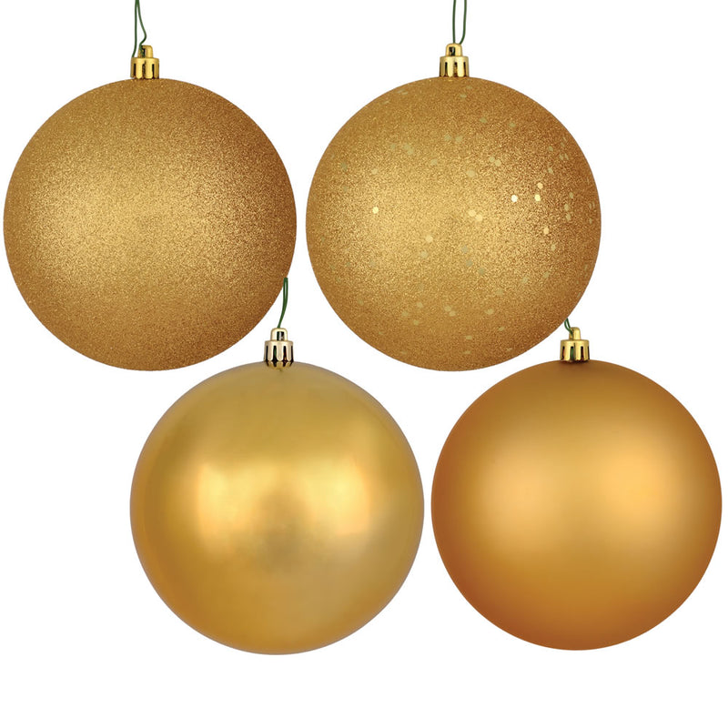 6" Copper/Gold 4 Finish Ball Ornament  Pack of 4