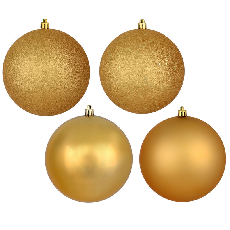 3" Copper/Gold 4-Finish Ornaments. Assorted Pack of 16