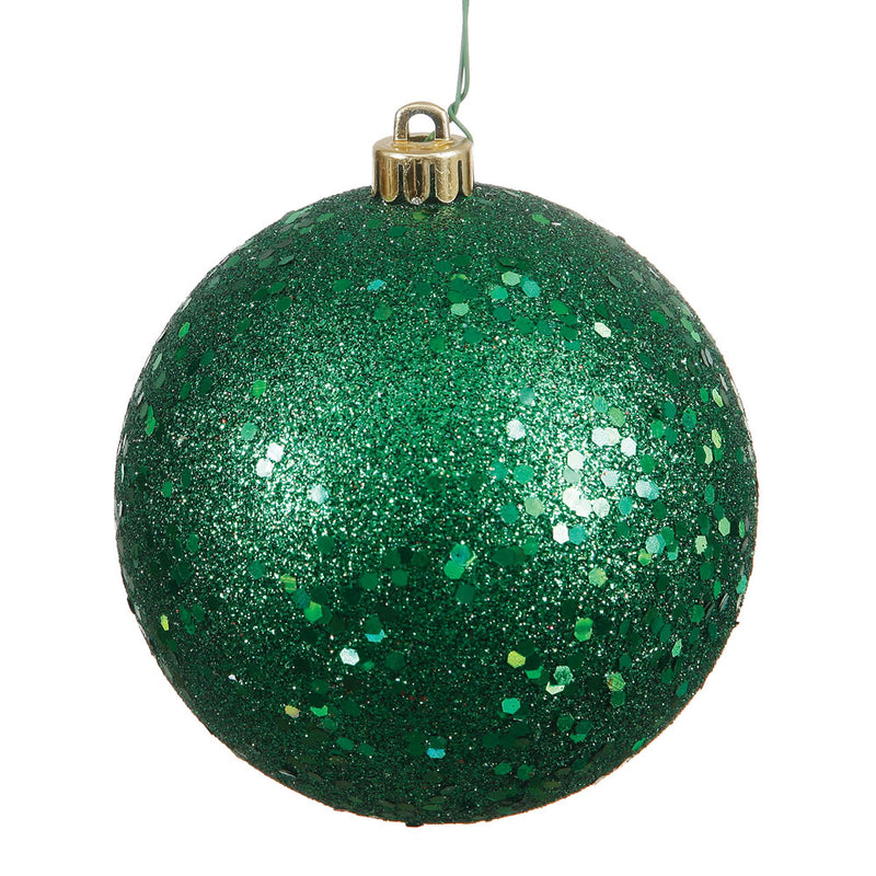 4" Emerald Ball Ornament. Pack of 6