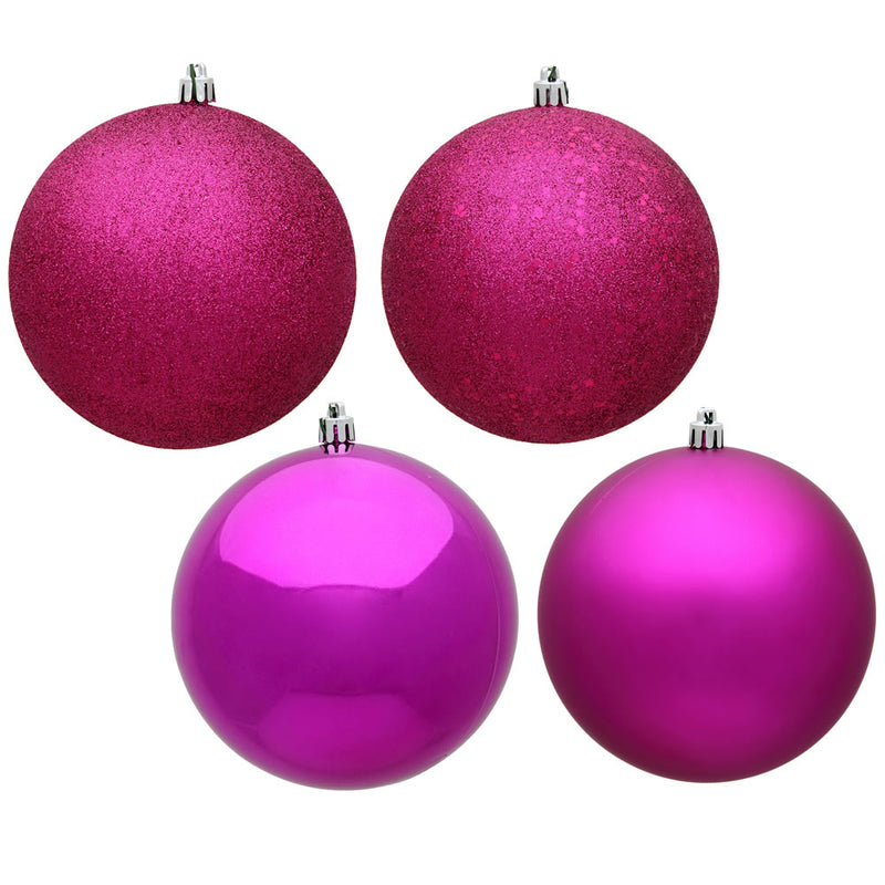 3" Fuchsia Ball Ornament. 4-Finish Assorted Pack of 16