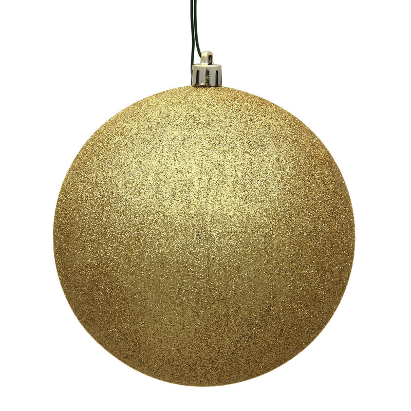 4" Gold Glitter Ball Ornament. Pack of 6