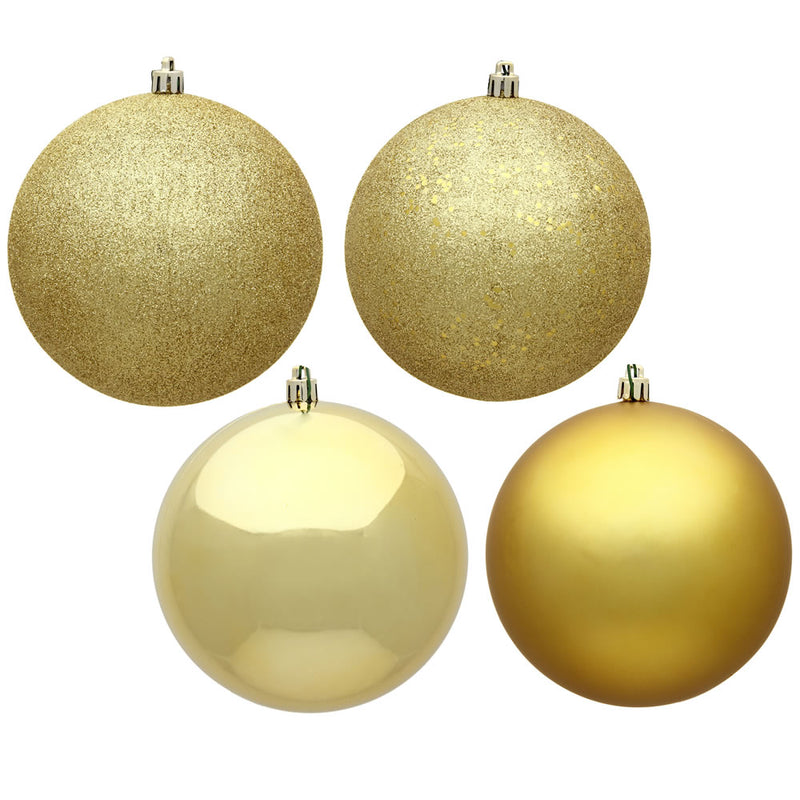 6" Gold 4 Finish Ball Ornament Box of 4