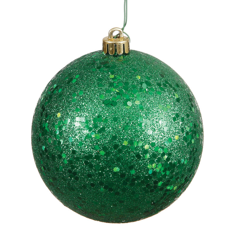 4" Green Ball Ornament. Pack of 6