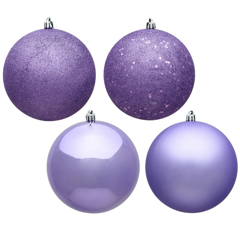 3" Lavender Ball Ornament. 4-Finish Assorted Pack of 16