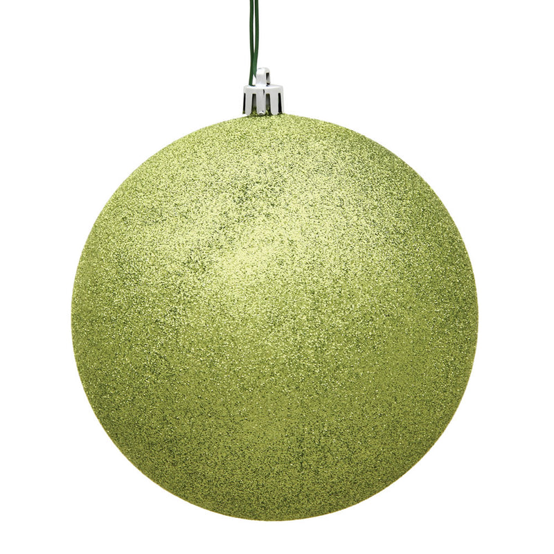 4.75" Lime Glitter Ball Drilled Pack of 4