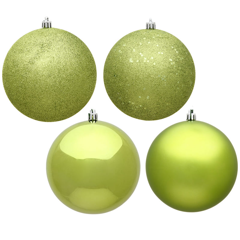 3" Lime Ball Ornament. 4-Finish Assorted Pack of 16