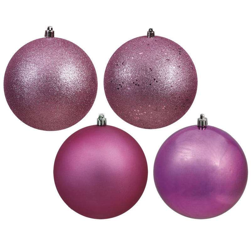 8" Mauve 4-Finish Ornament Assortment Pack of 4