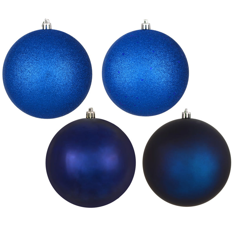 2.75" Midnight Blue 4-Finish Ornaments. Assorted Pack of 20