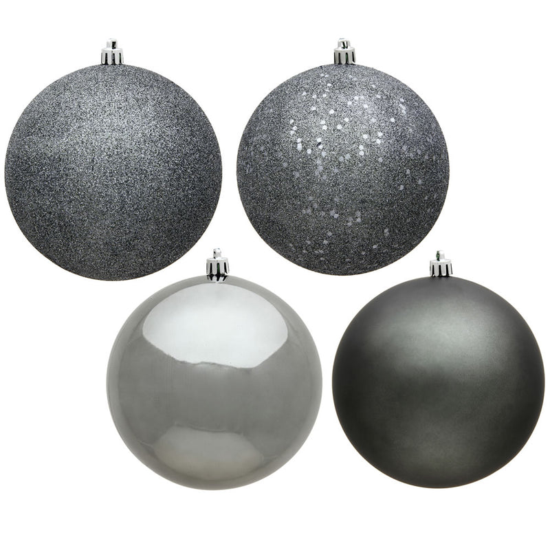 3" Pewter Ball Ornament. 4-Finish Assorted Pack of 16