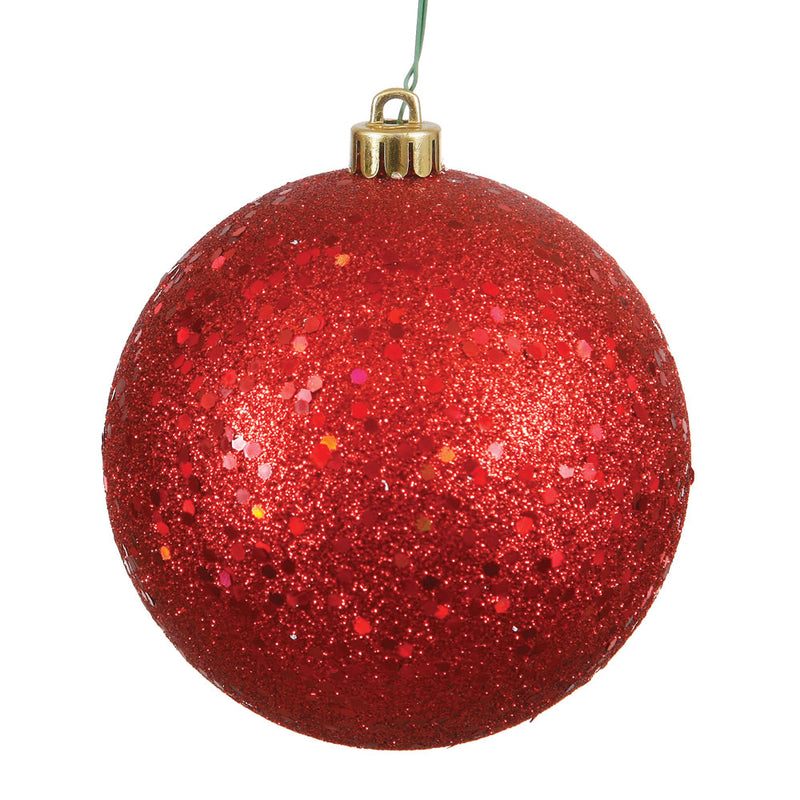 4" Red Ball Ornament. Pack of 6