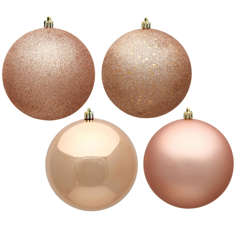 8" Rose Gold 4-Finish Ornament Assortment Pack of 4