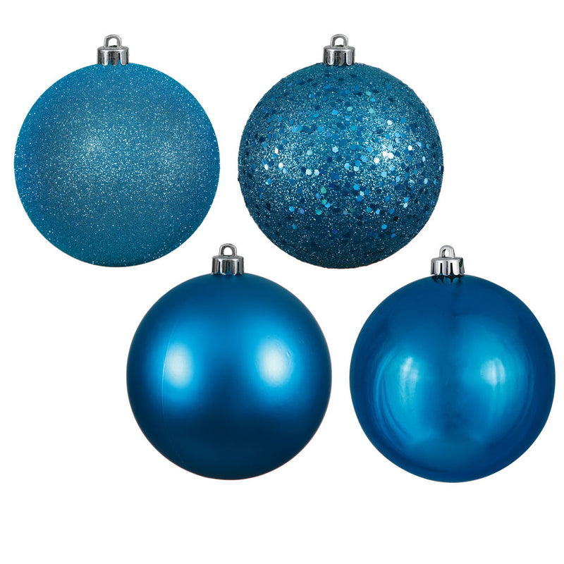 6" Turquoise 4 Finish Ball Ornament Box of 4