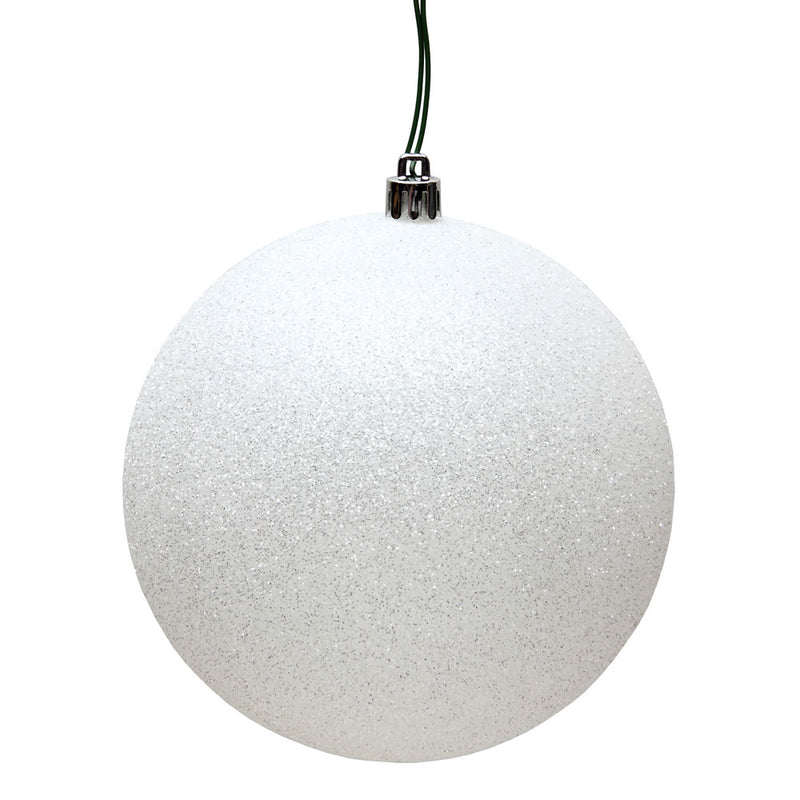 12" White Glitter Ball Drilled Cap