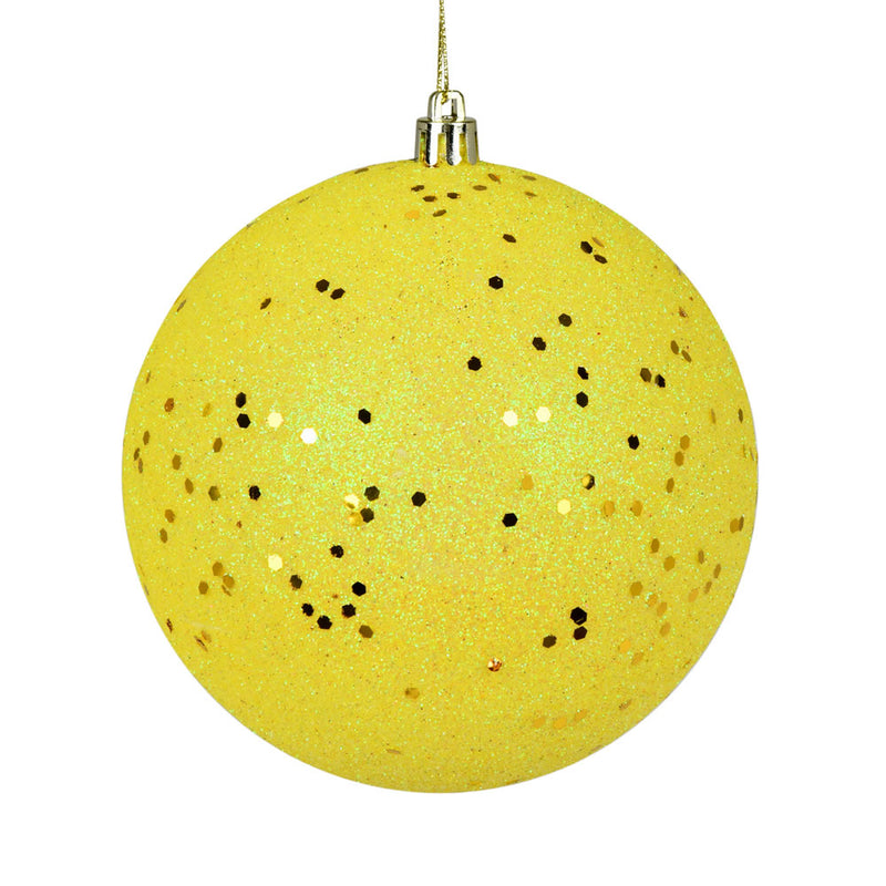 4" Yellow Ball Ornament. Pack of 6