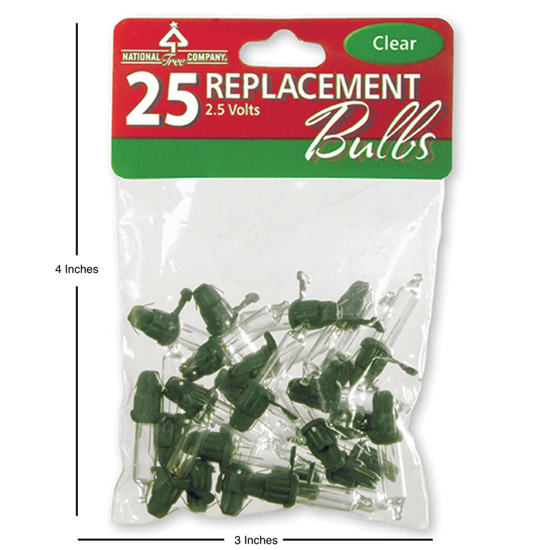 (Pack of 2) National Tree 25 Clear Replacement Bulbs for 50 Light Sets, 2.5 Volt (RBG-25C)