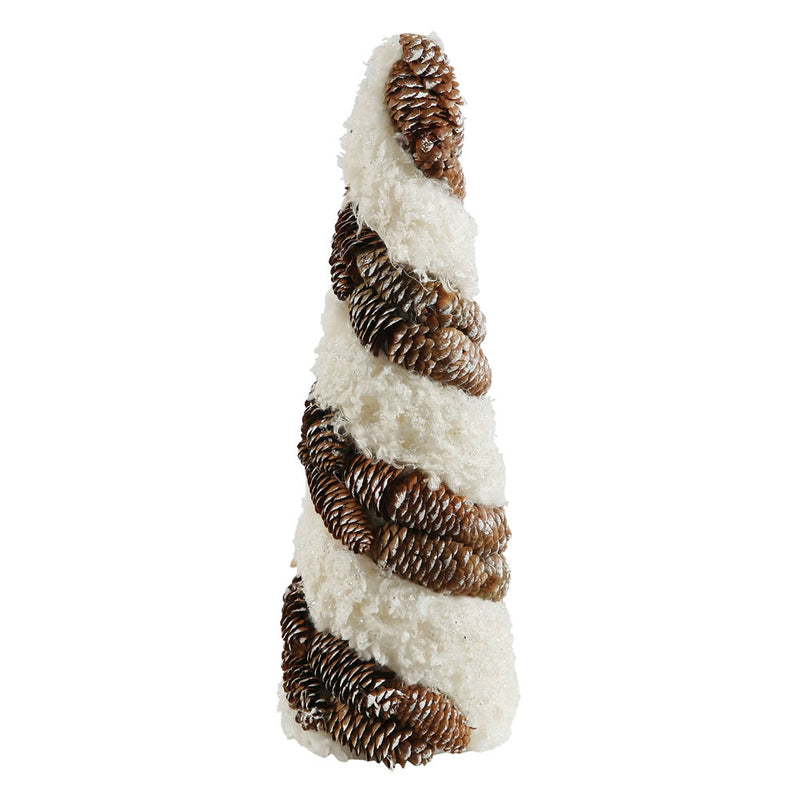 16" Snow and Pine Cone Twisting Tabletop Tree