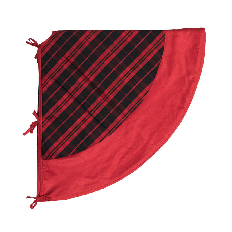 52" Red/Black Plaid Tree Skirt Red Trim