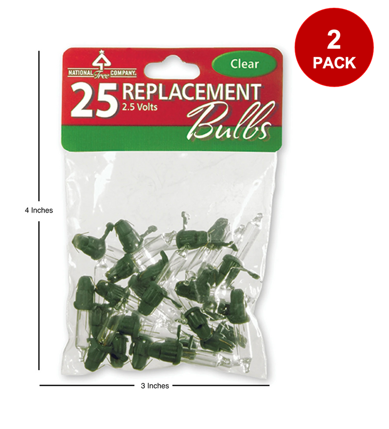 (Pack of 2) National Tree 25 Clear Replacement Bulbs for 50 Light Sets, 2.5 Volt (RBG-25C)