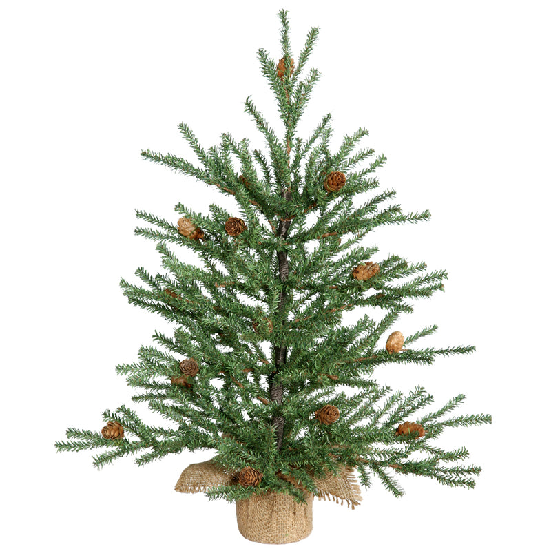 18" Carmel Pine Tabletop Tree with Cones and Burlap Base