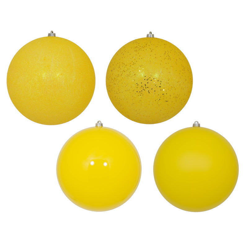 12" Yellow Ball 4-Finish Assortment Pack of 4